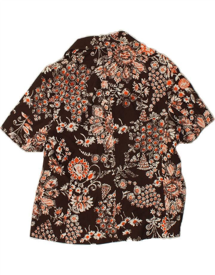 VINTAGE Womens 4 Button Short Sleeve Blazer Jacket UK 12 Medium Brown Vintage Vintage and Second-Hand Vintage from Messina Hembry 