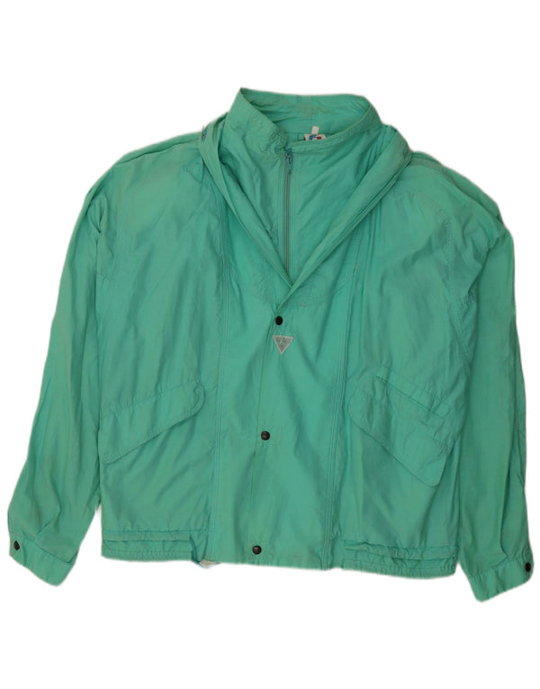 Vintage hombres con capucha chaqueta bomber Reino Unido 42 XL algodón verde