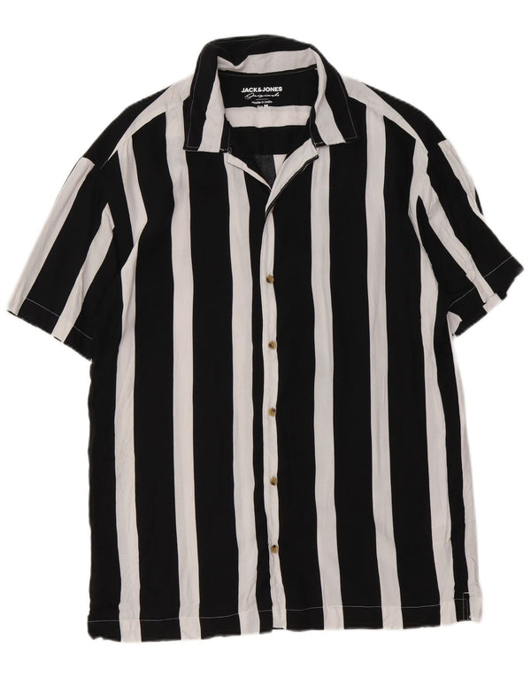 Camisa Jack & Jones Hombre Manga Corta Viscosa Rayas Negra Mediana