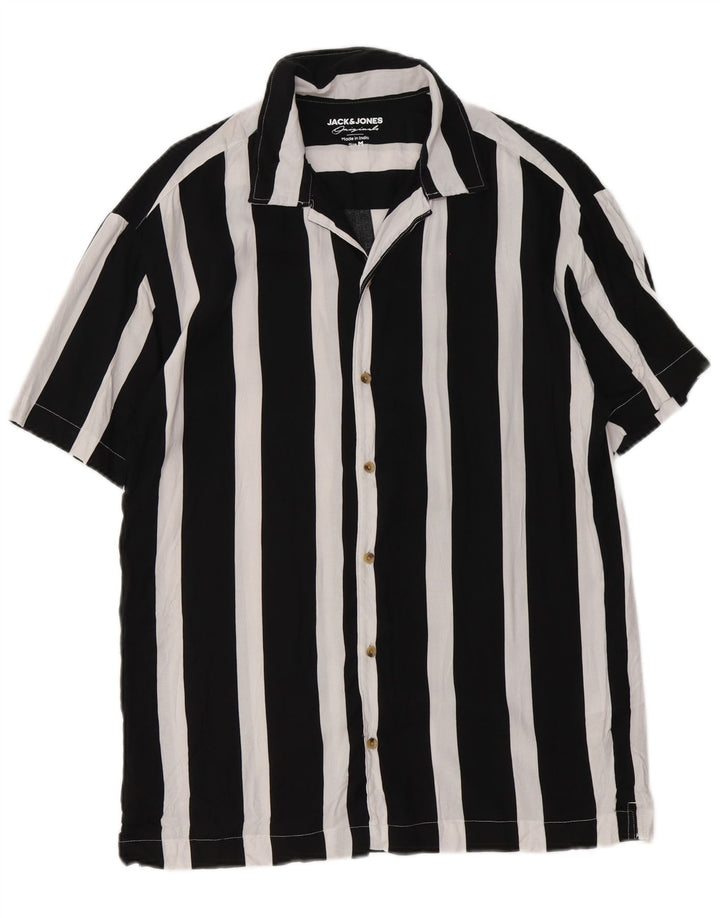 Camisa Jack & Jones Hombre Manga Corta Viscosa Rayas Negra Mediana