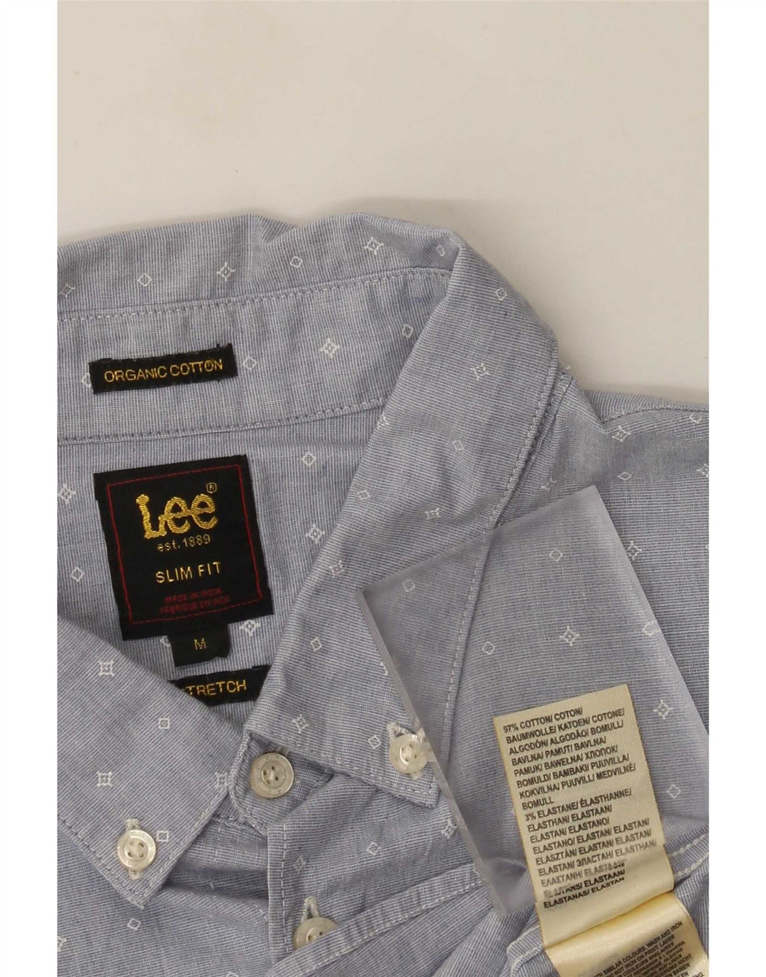 Camisa Lee Slim Fit De Algodón Geométrico Azul Medio |