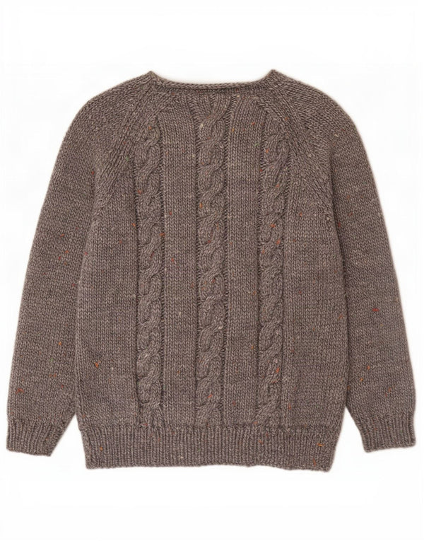 Vintage hombres barco cuello jumper suéter pequeño gris moteado