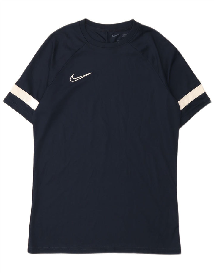 Camiseta Nike Dri Fit para hombre Top medio azul marino color block Poliéster