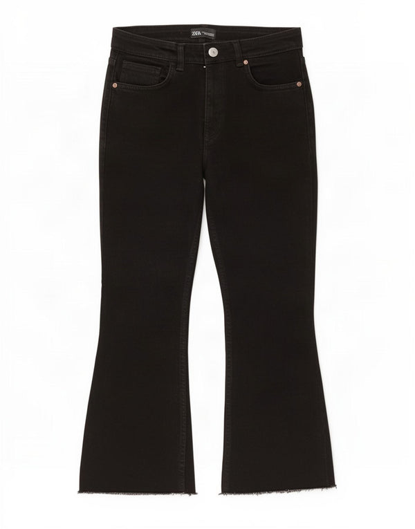 Zara Mujer Crop Bootcut Jeans EU 40 Medium W30 L25 Negro