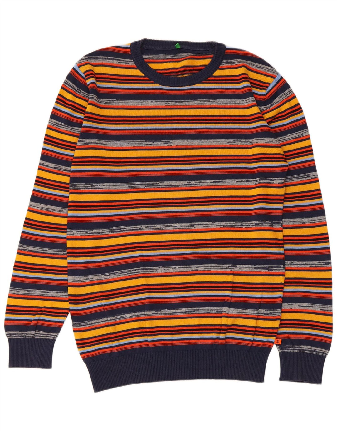 Benetton Jersey De Cuello Redondo Mediano De Algodón A Rayas Multicolor Hombre