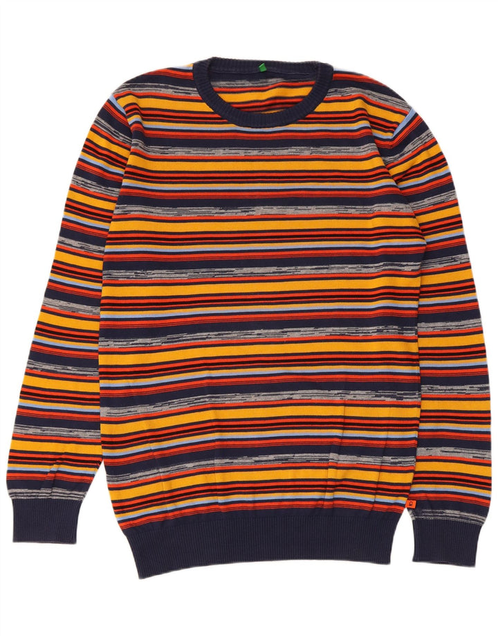 Benetton Jersey De Cuello Redondo Mediano De Algodón A Rayas Multicolor Hombre