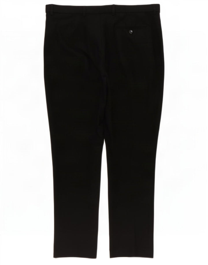 Marks & Spencer Pantalón de traje de corte regular para hombre W38 L29 Poliéster negro