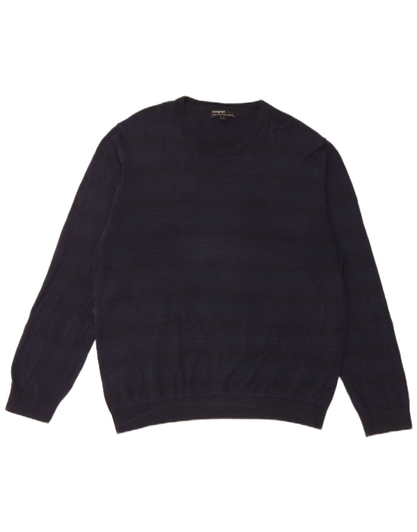 Marks & Spencer Suéter tipo jersey con cuello redondo y autógrafo para hombre, talla grande, azul marino
