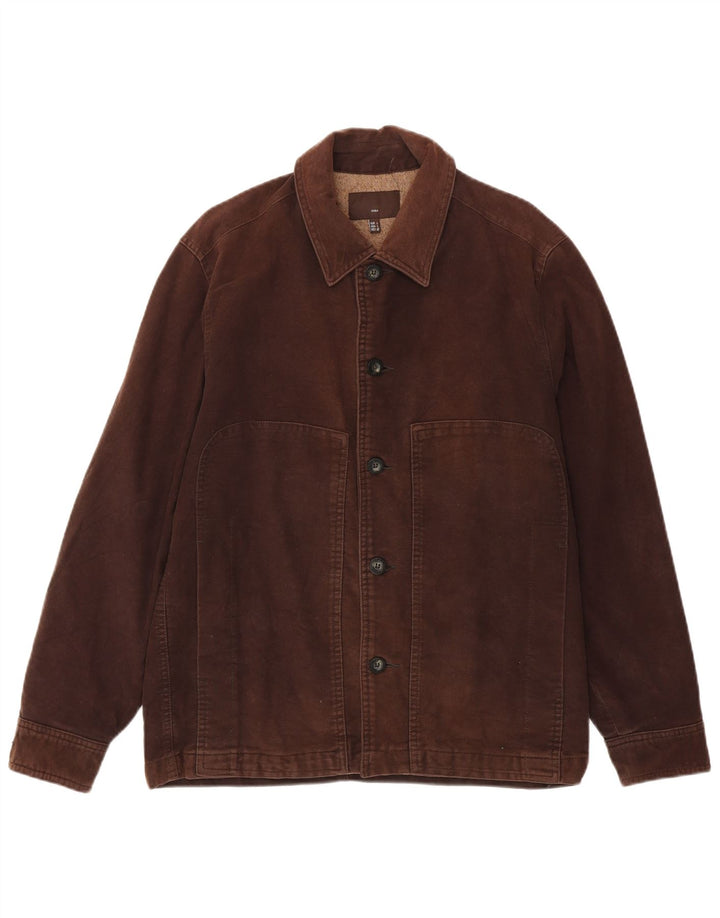 Zara Mens Bomber Jacket UK 40 Grande Algodón Marrón