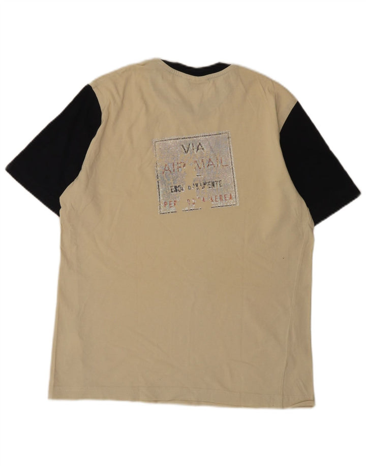 ELLESSE Hombre Camiseta Gráfica Top Medium Beige Colorblock