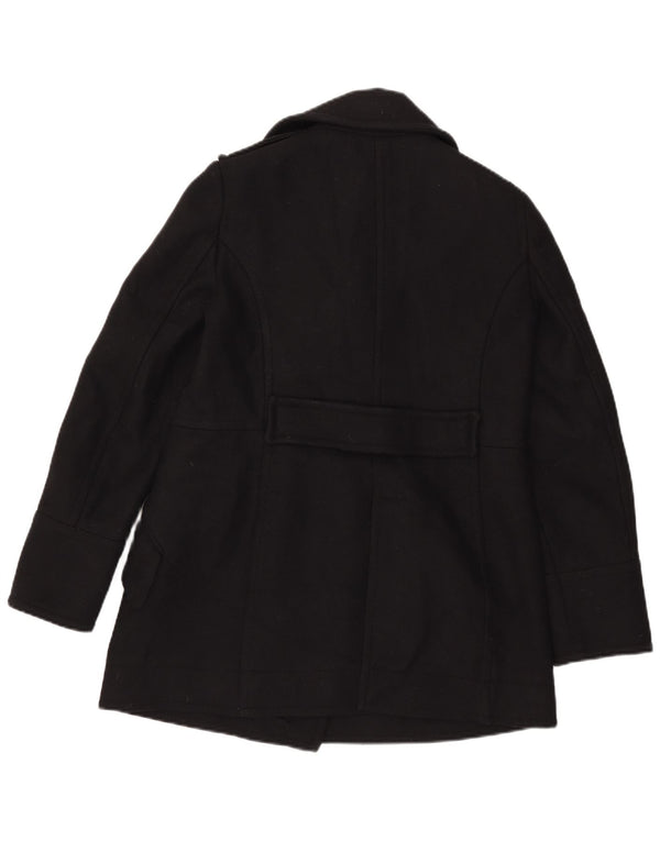 Vintage mujer guisante abrigo Reino Unido 14 medio negro