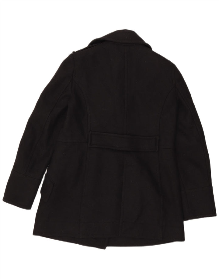 Vintage mujer guisante abrigo Reino Unido 14 medio negro