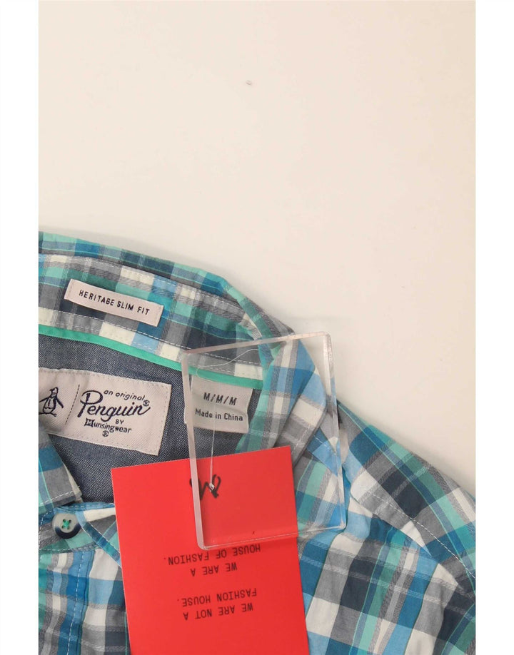Camisa de corte slim Heritage Heritage de Penguin en azul medio a cuadros