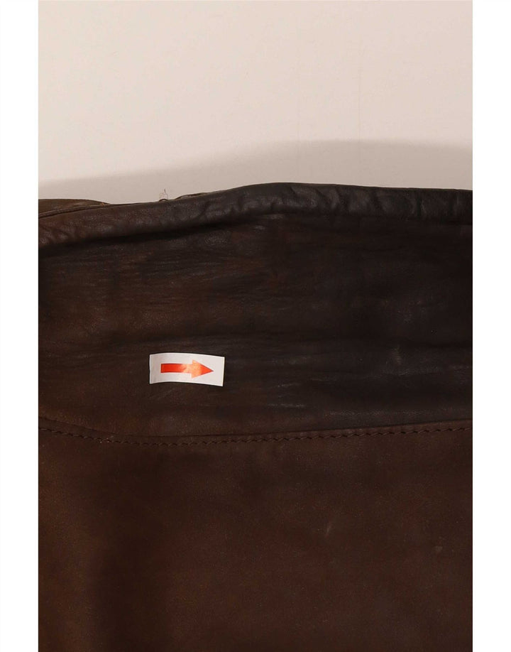 Vintage hombres bombardero chaqueta de cuero Reino Unido 42 XL marrón