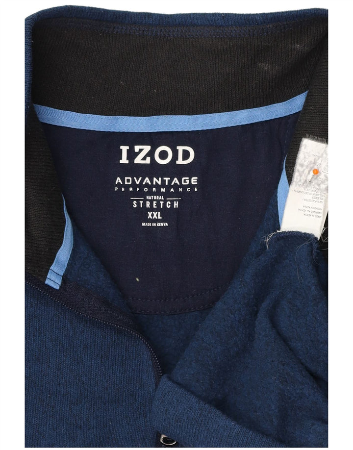 IZOD Sudadera con cuello y cremallera para hombre Jersey 2XL Poliéster moteado azul marino
