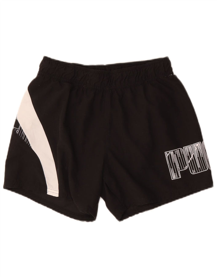 Puma Pantalones cortos deportivos con gráficos para hombre, poliéster color block, pequeño, negro