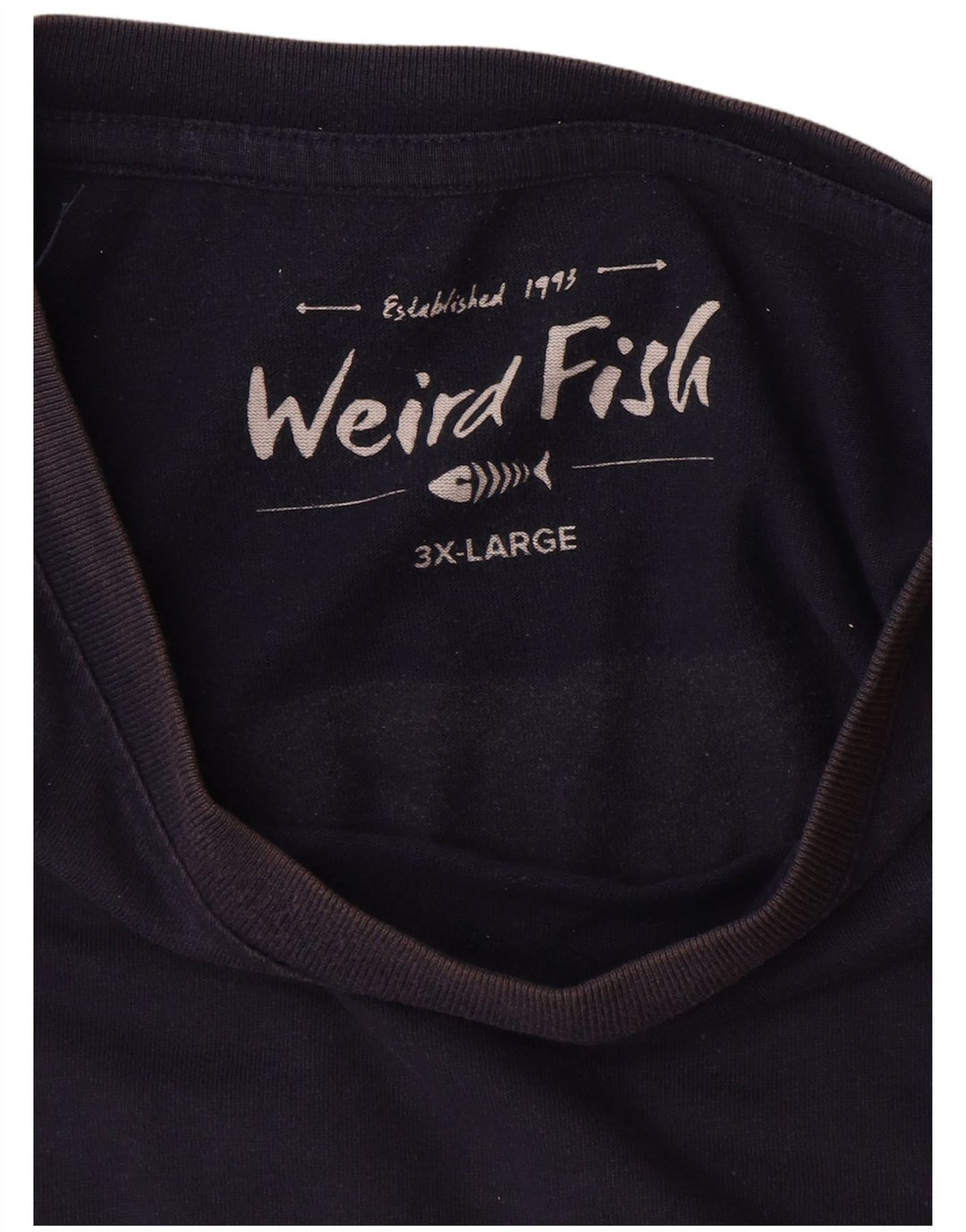 WEIRD FISH Camiseta gráfica para hombre Top 3XL Algodón azul marino