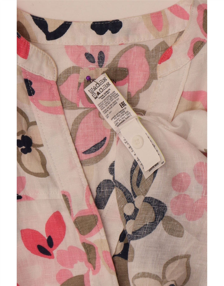 Marks & Spencer Blusa extragrande para mujer UK 40 Mediano Lino floral blanco
