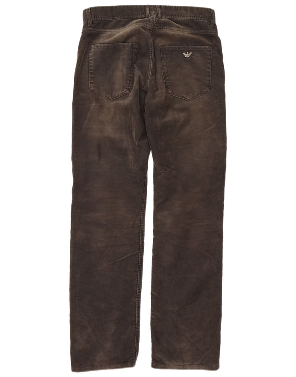 Armani Hombre Pantalones Rectos De Pana W32 L34 Poliéster Marrón