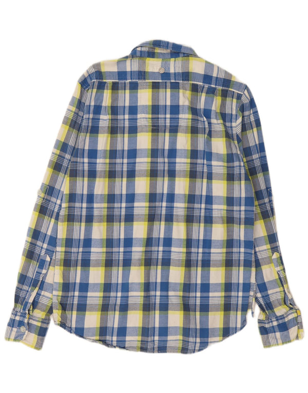 SUPERDRY Camisa clásica de franela para hombre XL Algodón a cuadros azules