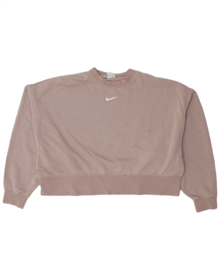 Nike - Sudadera corta extragrande para mujer, talla 40, algodón rosa mediano