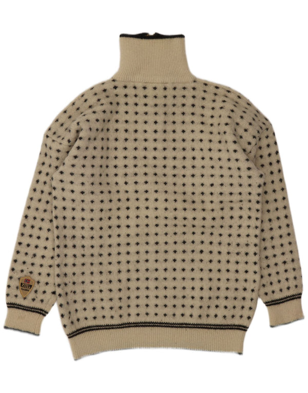 Windfjord Jersey De Cuello Con Cremallera Para Hombre XL Beige Geométrico Lana Nueva