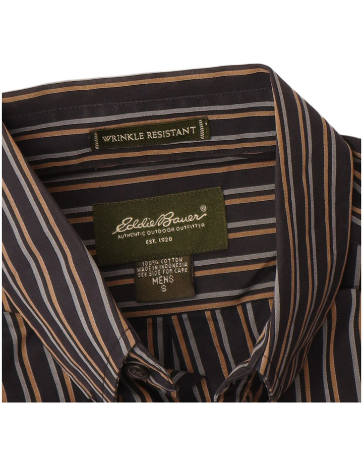 EDDIE BAUER Camisa de hombre pequeña de algodón a rayas azul marino