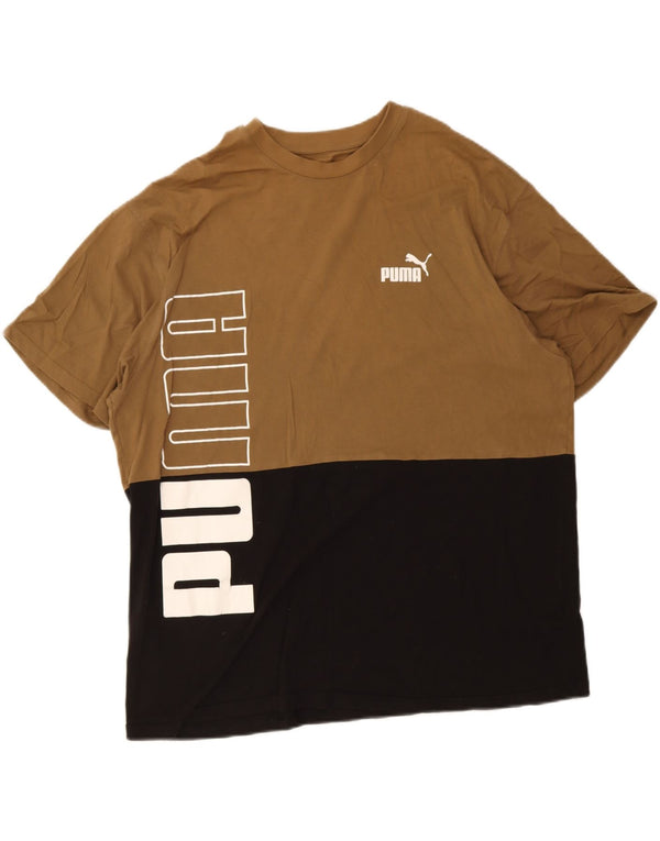 Puma Camiseta gráfica para hombre Top XL Algodón color block marrón
