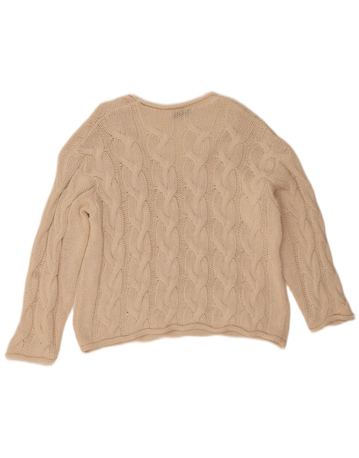 Zara Mujer Suéter De Gran Tamaño Con Cuello En V UK 10 Small Off White