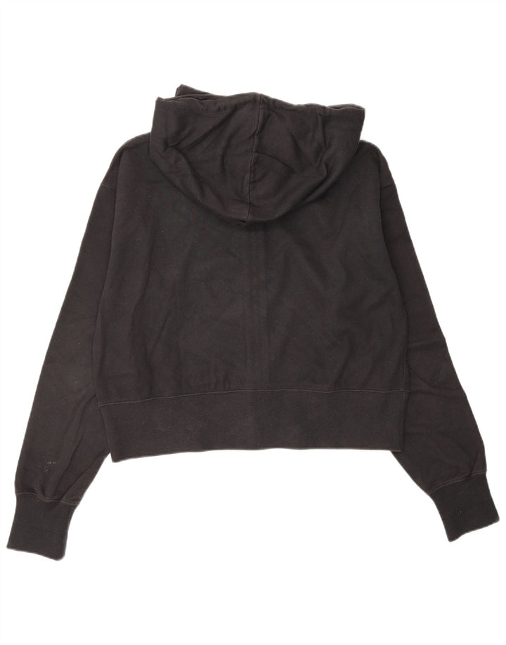 CHAMPION Suéter con capucha y cremallera de gran tamaño para mujer Reino Unido 10 Pequeño Algodón negro