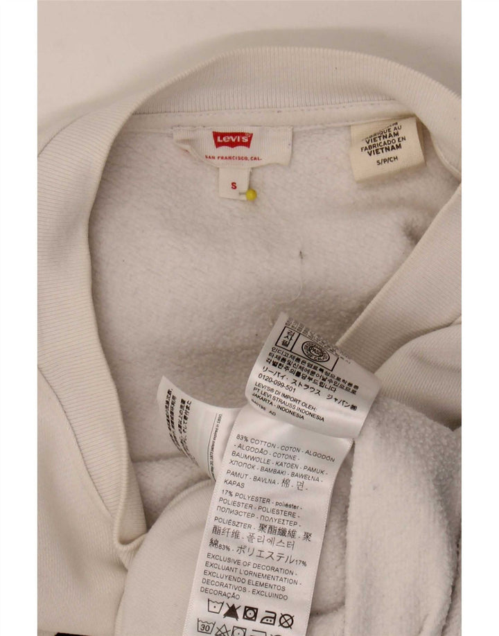 Levi's Sudadera extragrande con gráfico corto para mujer, talla 10, color blanco