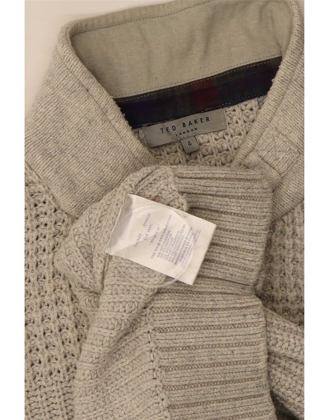 Ted Baker - Jersey para hombre con cuello y botones, talla 4, algodón gris grande