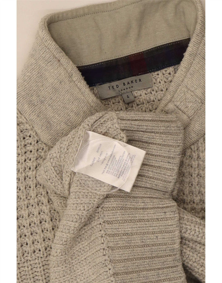 Ted Baker - Jersey para hombre con cuello y botones, talla 4, algodón gris grande
