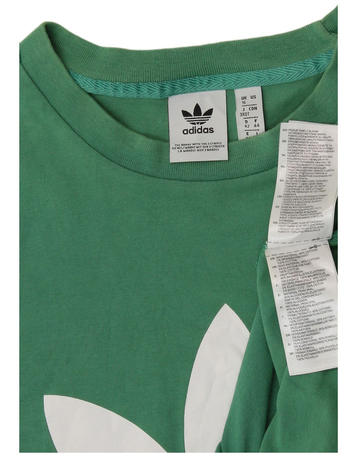 ADIDAS Camiseta gráfica para mujer Top UK 46 Grande Algodón verde