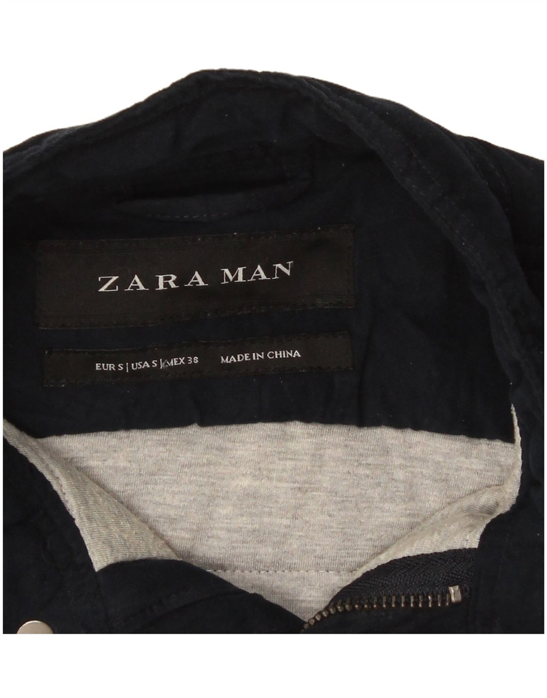 Zara Mens Utility Jacket UK 36 Small Azul Marino Poliéster