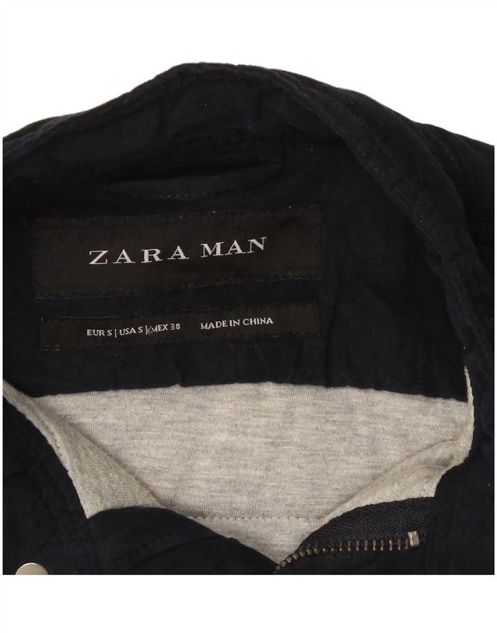 Zara Mens Utility Jacket UK 36 Small Azul Marino Poliéster
