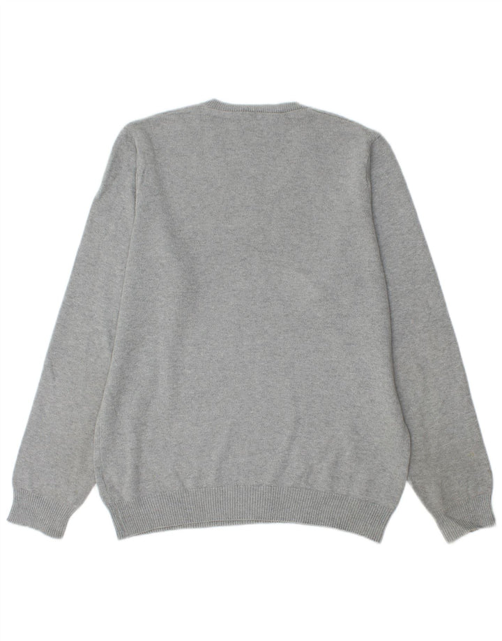 Marks & Spencer - Jersey para hombre con cuello en V, color azul, talla pequeña, algodón gris