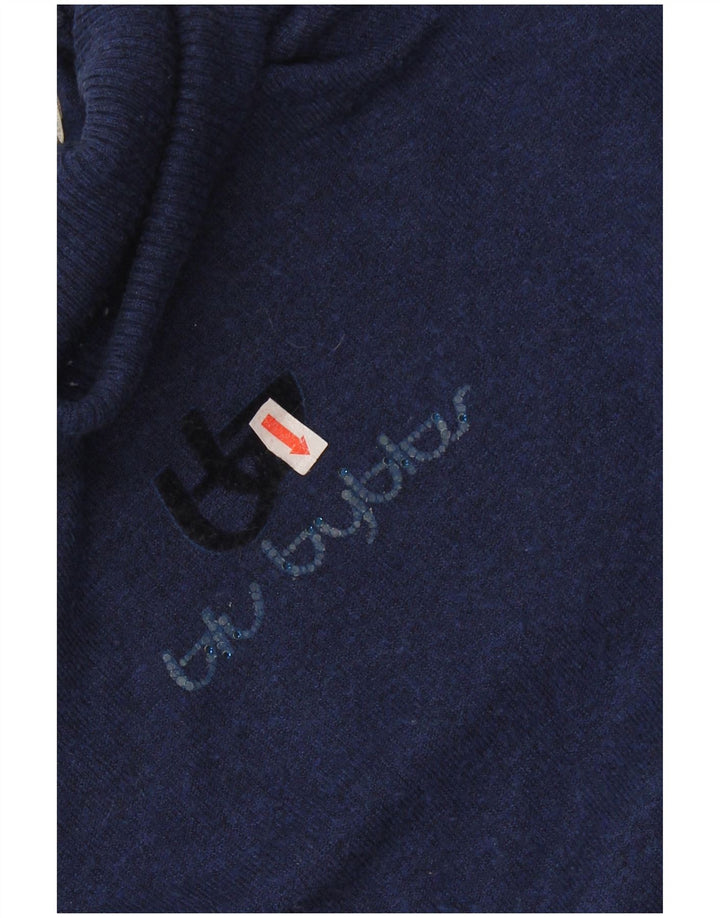 BYBLOS Suéter tipo jersey con cuello vuelto para mujer Reino Unido 14 Grande Azul marino Acrílico