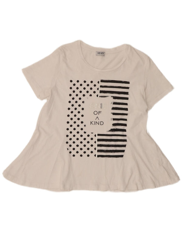 Liu Jo Mujer Milano Graphic Blusa Top Reino Unido 42 Medio Blanco