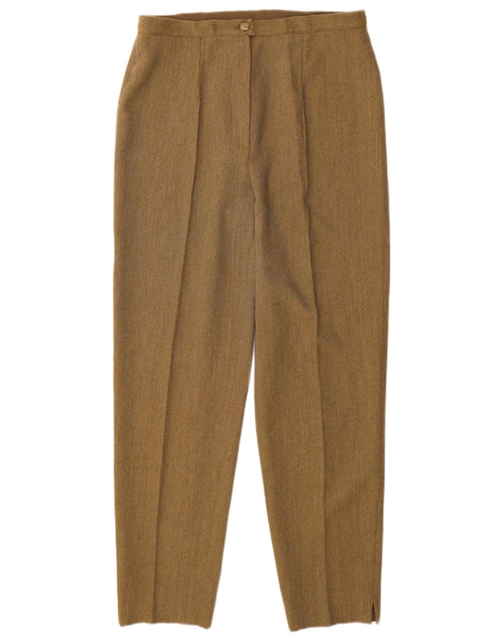 VINTAGE Pantalones casuales cónicos de cintura alta para mujer W28 L29 Beige Pinstripe