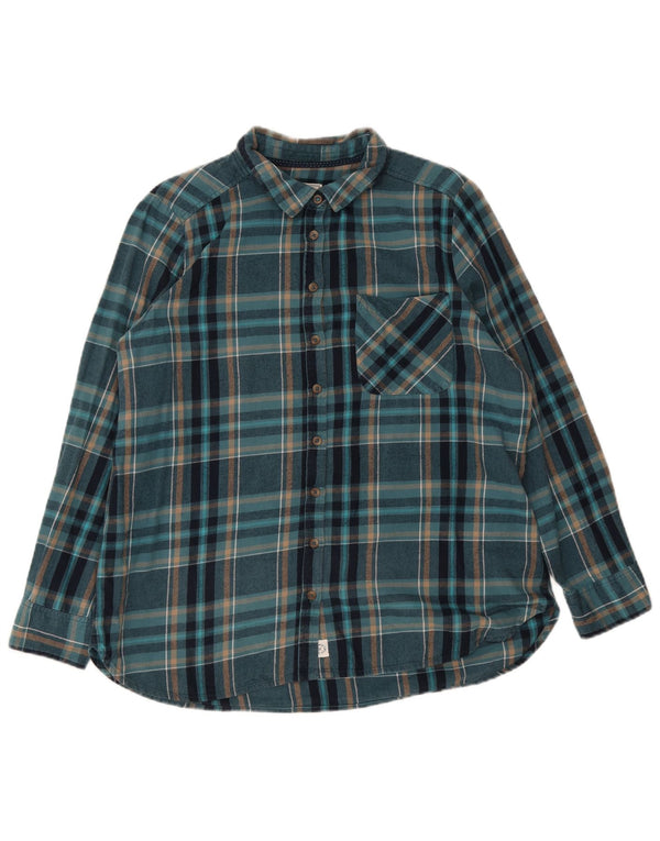Camisa de franela para mujer Fat Face UK 46 Grande Algodón a cuadros turquesa