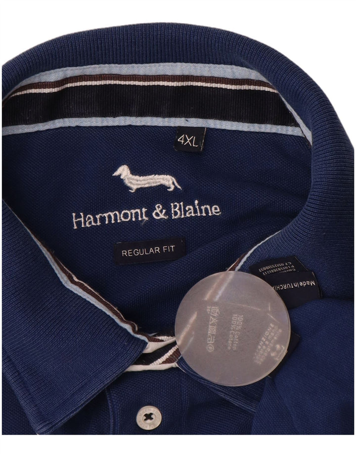 HARMONT & BLAINE Polo de corte regular para hombre 4XL Algodón azul marino