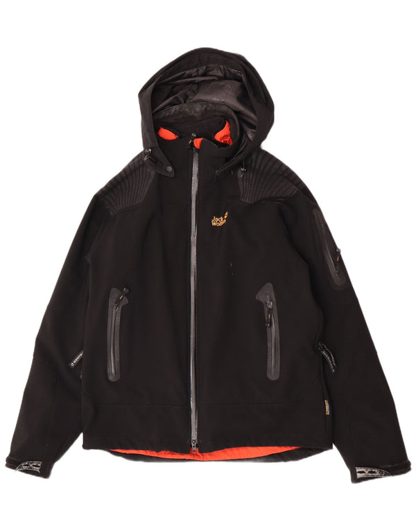 Jack Wolfskin Mens Hooded Windbreaker Jacket UK 40/42 Large Black Polyester