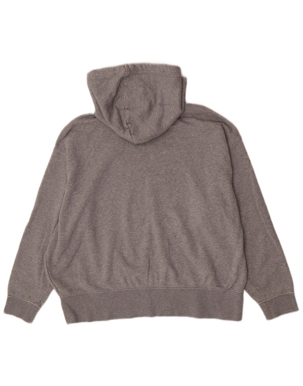 Nike Womens Relaxed Fit Hoodie Jumper UK 14 Medium Grey Cotton Sports