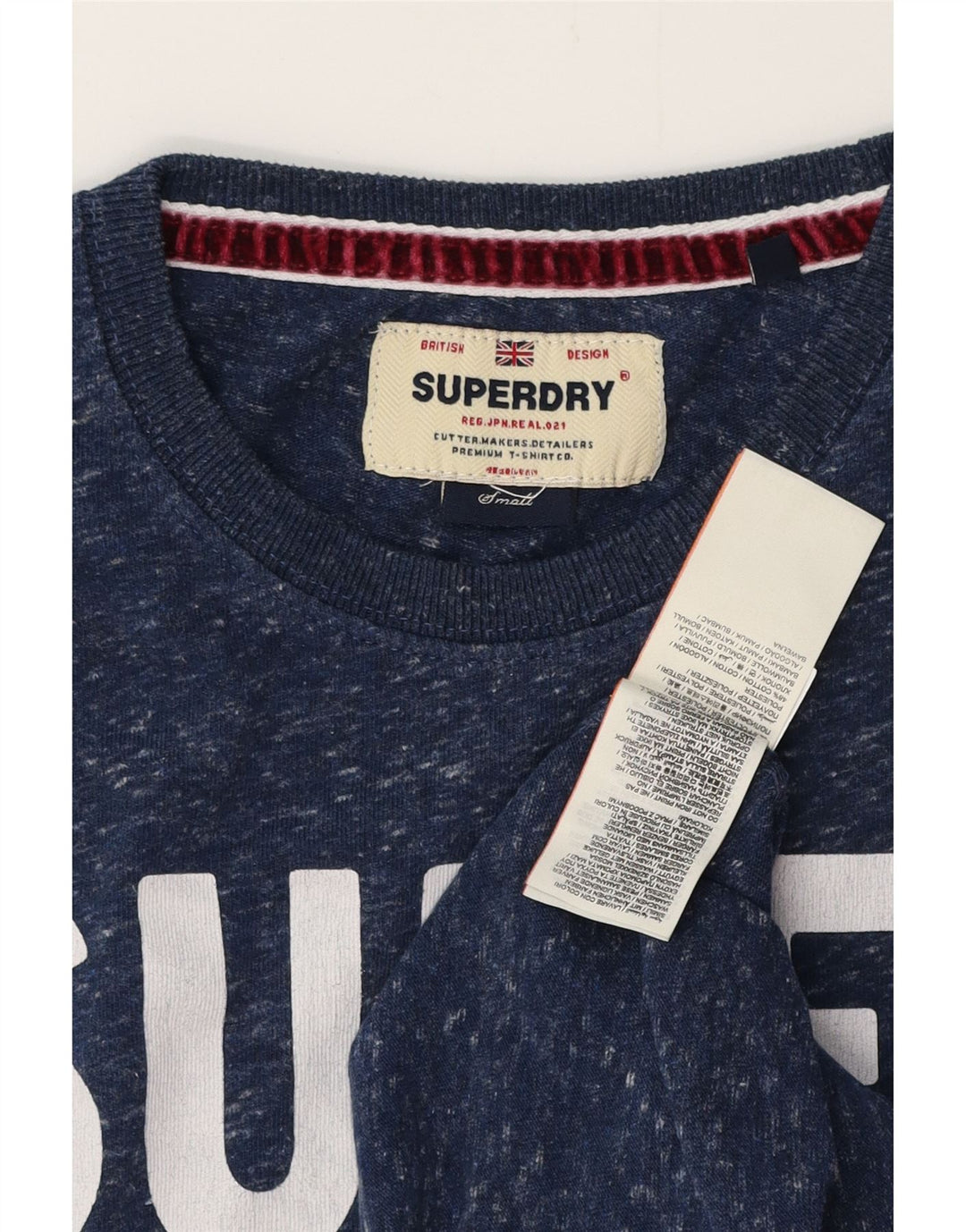 SUPERDRY Camiseta gráfica para hombre Top pequeño de algodón moteado en azul marino