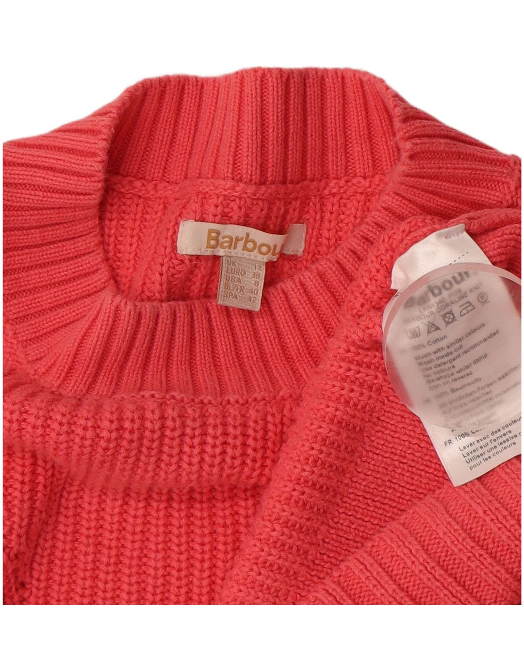BARBOUR Suéter extragrande con cuello redondo para mujer UK 12 Medium Pink