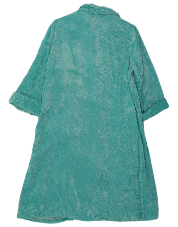 Vintage mujer Velour Robe vestido Reino Unido 14 azul medio