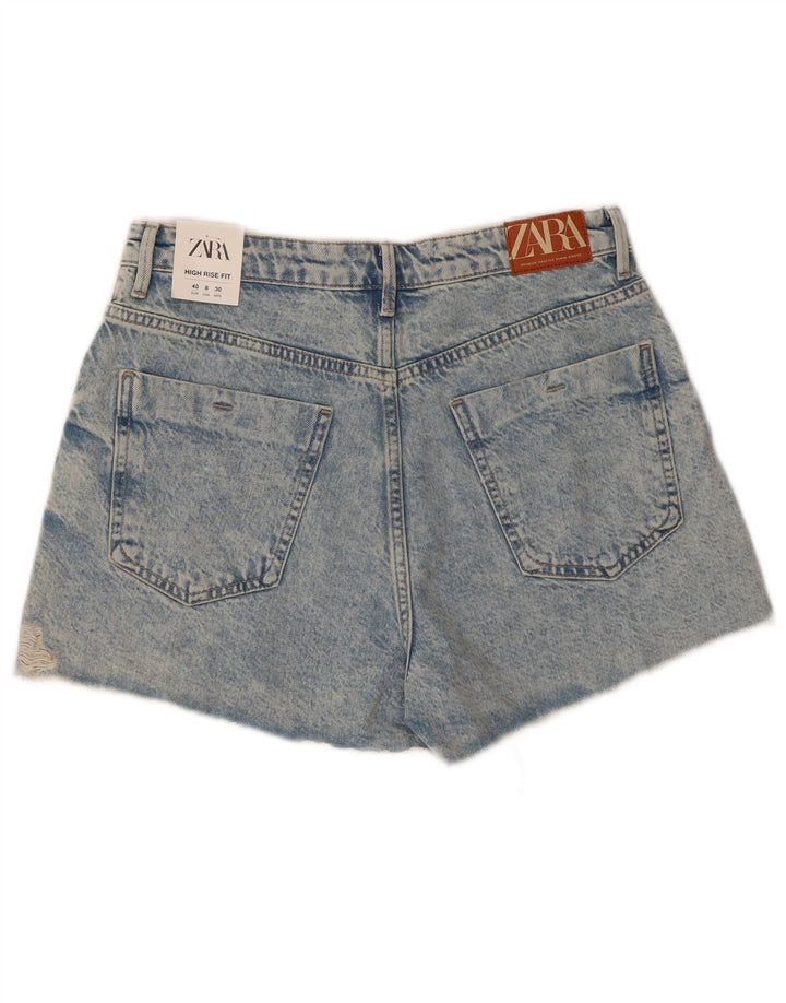 ZARA Mujer Shorts Denim Desgastados EU 40 Medium W30 Algodón Azul