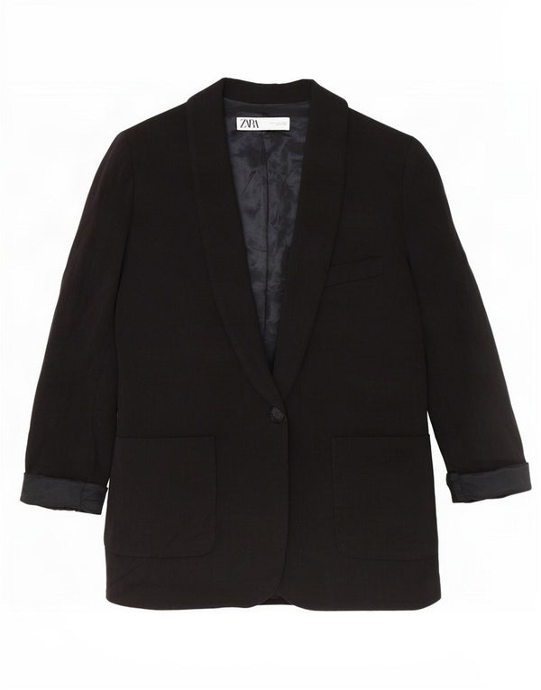 Zara Chaqueta Blazer De 1 Botón para Mujer UK 44 Mediana Negra