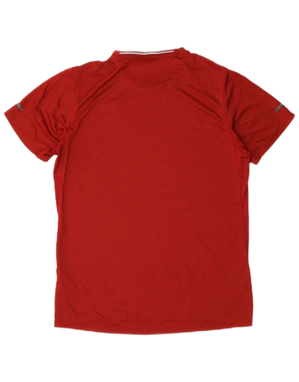 Adidas Mens Climalite Camiseta Top Medio Rojo Rayas Poliéster